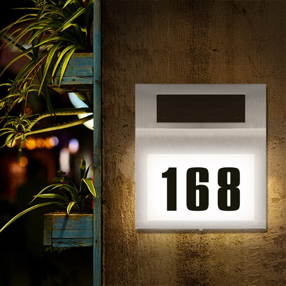집 번호 LED 태양 램프 방수 야외 집 주소 번호 기호 조명 태양 전원 야외 조명